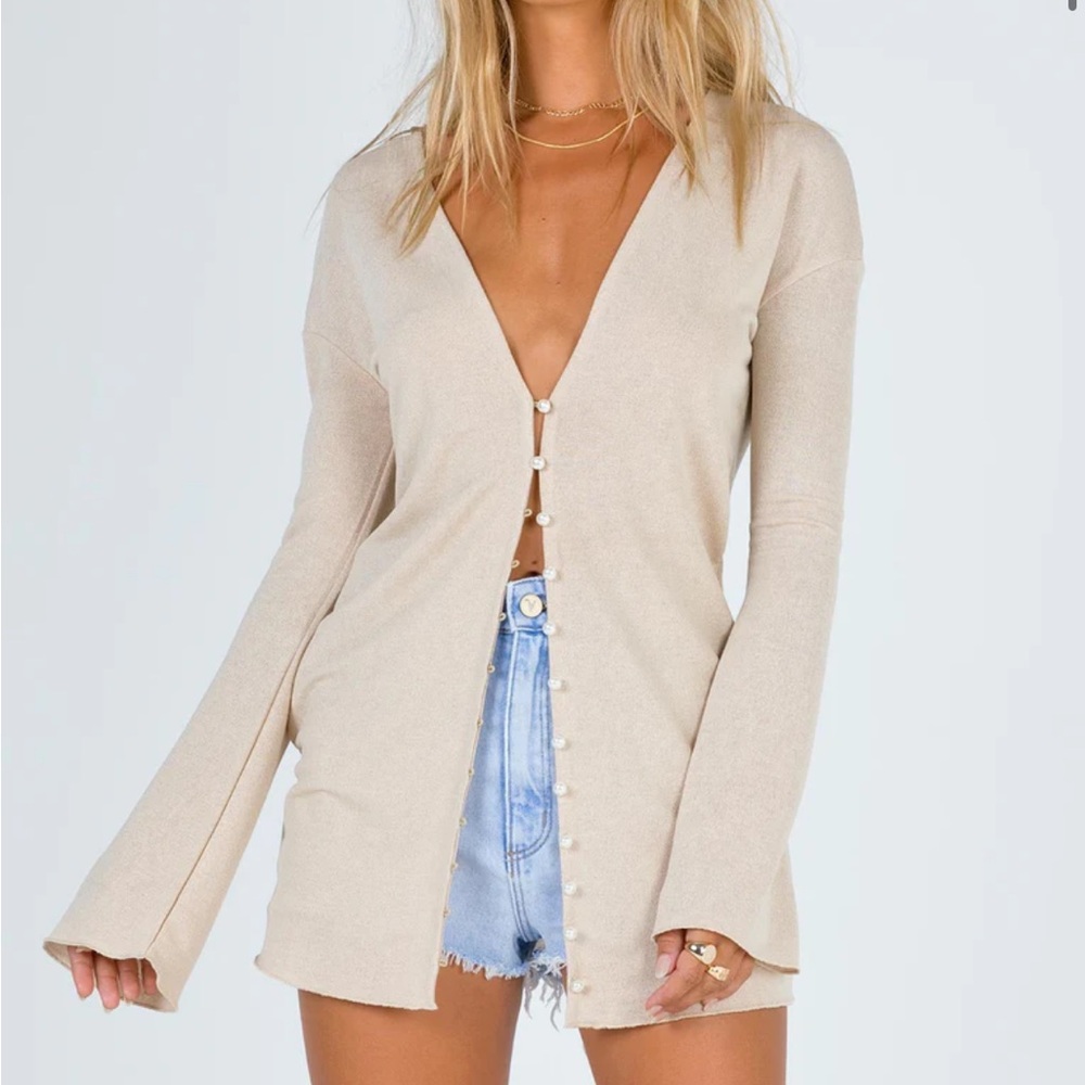 Princess Polly Macy Cardigan in Beige Size 0